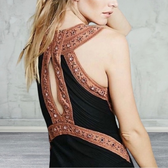 Free People Nefertiti Sleeveless Mini Dress Halter Black, Size Medium - Picture 4 of 7